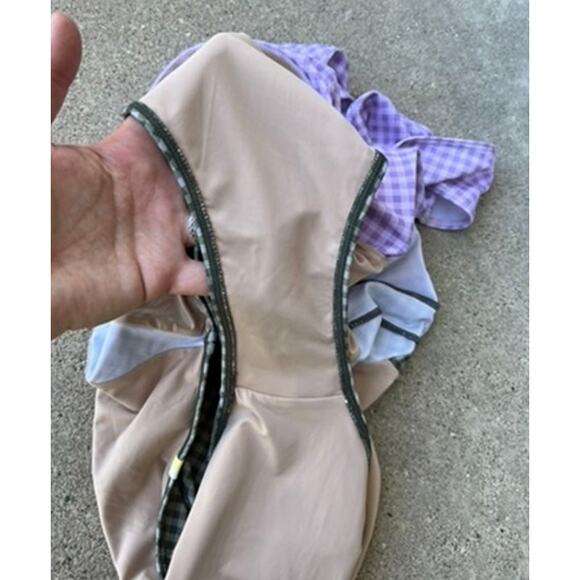 Summersalt The Ruched Backflip Swimsuit - Gingham in Lavender & Ivy, Size 14 - Picture 7 of 10